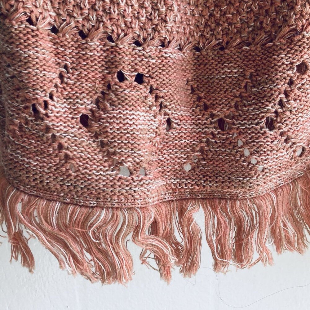 Natural Reflections Duster Sweater Peach Multicolor Ombré Long Lacy Cardigan M - Picture 3 of 9